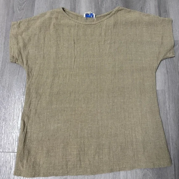 Vintage Olive Green Minimalist Blouse Coastal Boho Relaxed Fit Size Women’s M - Picture 5 of 8